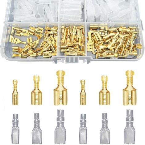 120 pièces 2.8/4.8/6.3mm mâle et femelle fil bêche connecteur à sertir terminal manchon isolant kit pour voiture audio haut-parleur câblage électrique