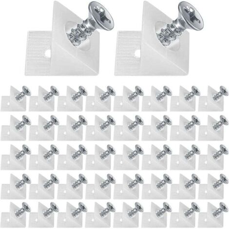 120 Pièces Cales en Plastique pour Meuble Tiroir, Renfort Tiroir Connecteur Arrière Stabilisateurs, Fond de Tiroir Connecteur avec Vis, pour Réparer Affaissement Étagère Meuble, Blanc