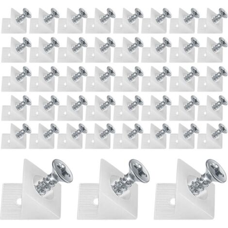 120 Pièces Cales en Plastique pour Meuble Tiroir,Renfort Tiroir Connecteur Arrière Stabilisateurs,Fond de Tiroir Connecteur avec Vis,pour Réparer Affaissement Étagère Meuble,Blanc (90, Blanc)