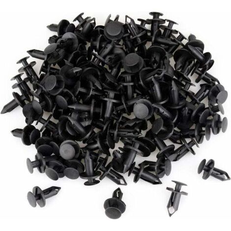 120 pièces Clips de fixation Rivet de Fixation en Plastique pour la Voiture Noir Voiture Clips Agrafe Rivets Plastiques orte Aile 8mm Trou Poussoir Plastique Rivets Fixation——