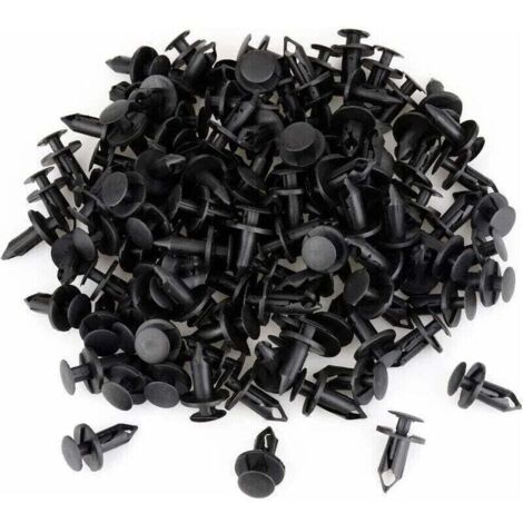 120 pièces Clips de fixation Rivet de Fixation en Plastique pour la Voiture Noir Voiture Clips Agrafe Rivets Plastiques orte Aile 8mm Trou Poussoir Plastique Rivets Fixation