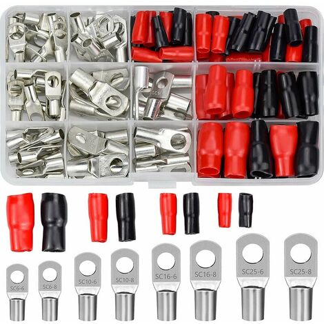 120 Pièces Cosse à Sertir Kit Cosses Electriques Pour Voiture Avec Sertir Bornes De Batterie Connecteur SC Aperçu De La Bouche Et Lsolation Bottes