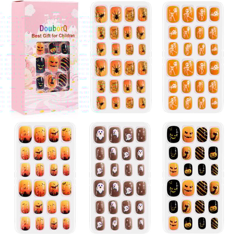120 pièces de nail art pour enfants, joli ensemble de faux ongles pour enfants