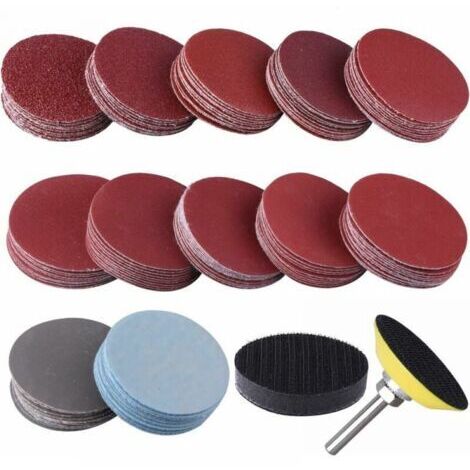 120 Pièces Disques Abrasifs 50mm Disques de Ponçage Grain 60 80 100 180 240 400 600 800 1000 1200 2000 3000 pour Meulage Fraisage Gravure