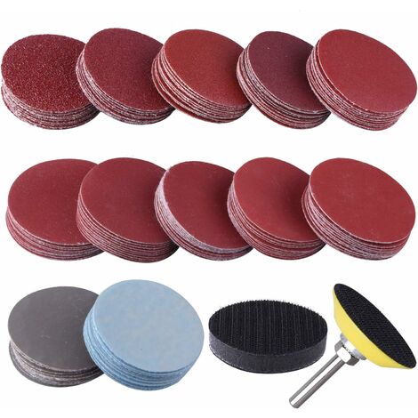 120 Pièces Disques Abrasifs 50mm Disques de Ponçage Grain 60 80 120 180 240 400 600 800 1000 1200 2000 3000 pour Meulage Fraisage Gravure