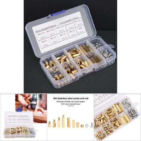 120 Pièces Entretoises Hexagonales Laiton, Vis Écrous Acier Inox 304, Assortiment pour Cartes PCB