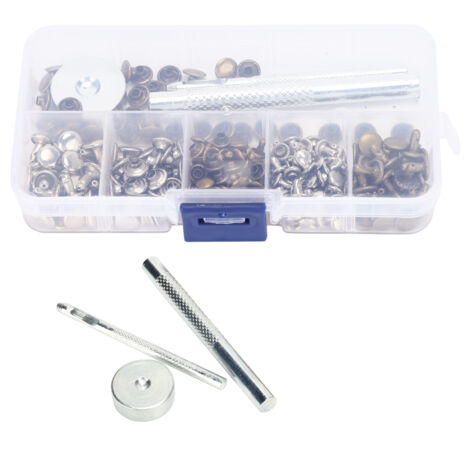 120 pièces Rivets à Double Capsule en Cuir, Accessoires de Rivetage pour Projets DIY, 6MM et 8MM