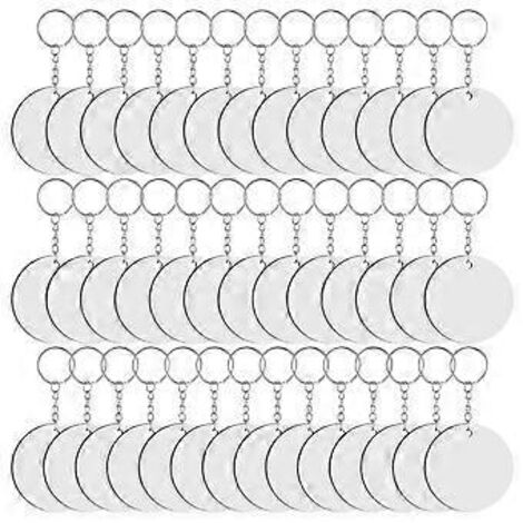 120 porte-clés ronds vierges pour sublimation, transfert thermique double face, anneaux de porte-clés vierges en MDF