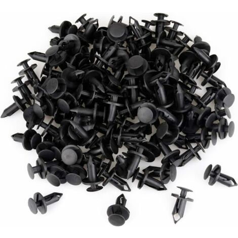 120 remaches de plástico para coche, negros, con orificio de 8 mm, para guardabarros.