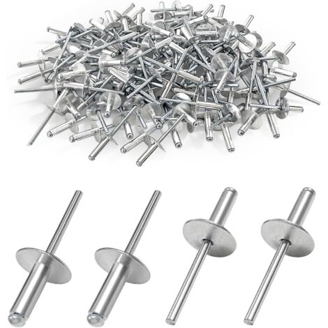 120 rivetti a strappo, rivetti ciechi in alluminio applicabili ad elettrodomestici, autoveicoli e attrezzature meccaniche (4,8x16x16 mm)