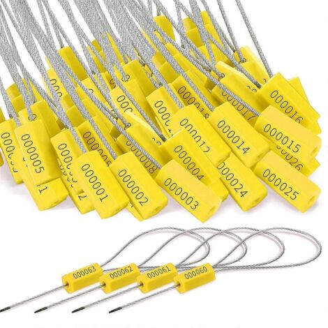 120 scellés de sécurité métalliques pour câbles en acier, jaunes