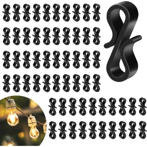 120 Stück Außenleuchtenhaken, Mini-Kunststoff-Dachrinnenclips zum Aufhängen von Außenleuchten, D