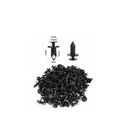 120 Stück Auto-Kunststoffnieten-Befestigungsclips, schwarze Auto-Clips, 8 mm Loch, einfache Kunststoffnieten, Befestigungsclips, Kunststoffnieten