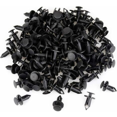 120 Stück Auto-Kunststoffnieten-Befestigungsklammern, schwarze Auto-Clips, Kunststoffnieten, Kotflügel, 8 mm Loch, Druck-Kunststoffnieten, Befestigungselement——