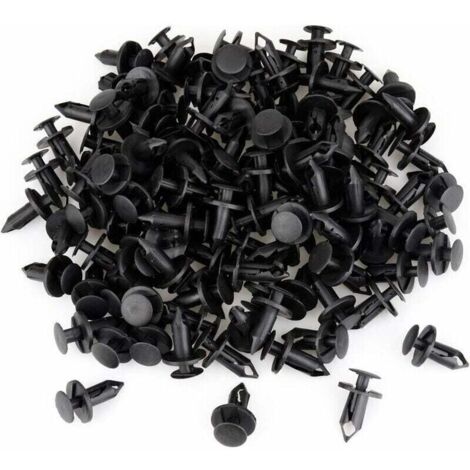 120 Stück Auto-Kunststoffnieten-Befestigungsklammern, schwarze Auto-Clips, Kunststoffnieten, Kotflügel, 8 mm Loch, Druck-Kunststoffnieten, Befestigungselement——