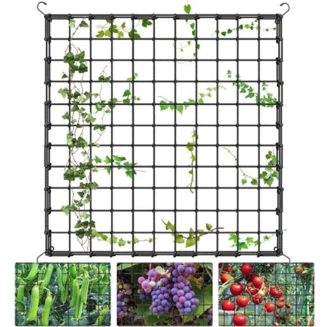 120 x 120 cm Kletterpflanzennetz – Schwarzes elastisches Gartenrankgitter mit 4 Haken, elastisches Pflanzennetz