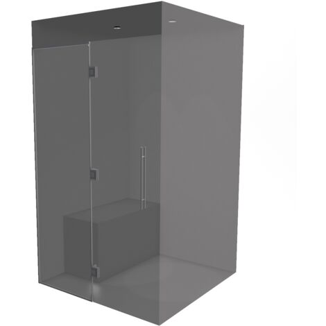 120 x 120 - Hammam kit de construction cabine de douche avec paroi vitrée à carreler avec générateur vapeur