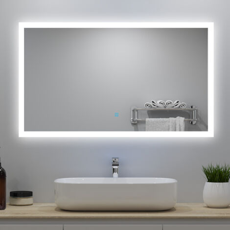 120 x 70 cm Specchio da bagno(dimensioni grandi), Luci a LED, 3 temperature di colore, touch, IP44, antiappannamento