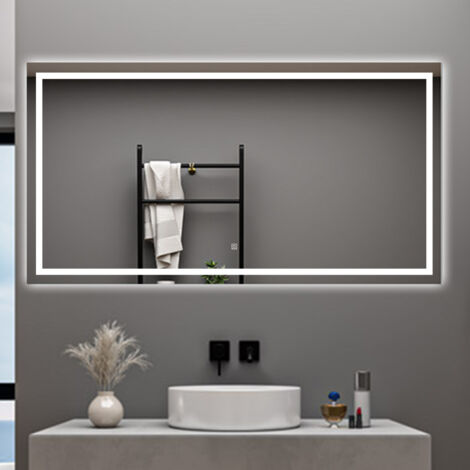 120 X 80 CM SPECCHIO DA BAGNO RETTANGOLARE A LED SPECCHIO DA TOELETTA SPECCHIO DA PARETE, LUCE BIANCA 6000K, ANTI-FOG, TOUCH