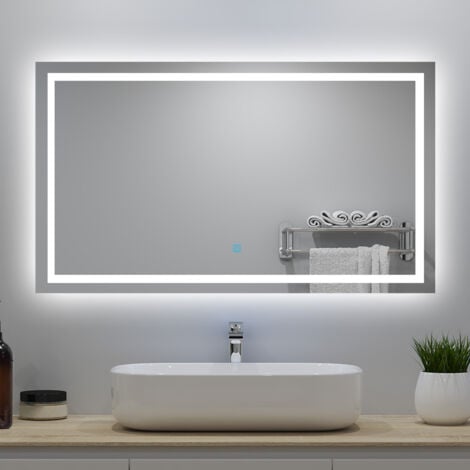 120 x 80 cm Specchio da bagno(dimensioni grandi), disappannamento, touch, 3 temperature di colore, touch, LED