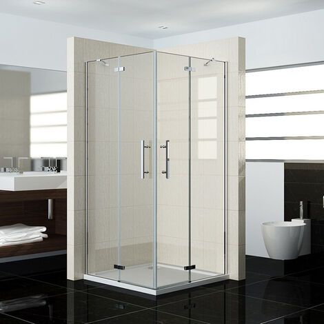 120 x76 x195cm Duschkabine Eckeinstieg Dusche 180° Falttür Duschabtrennung+Duschtasse