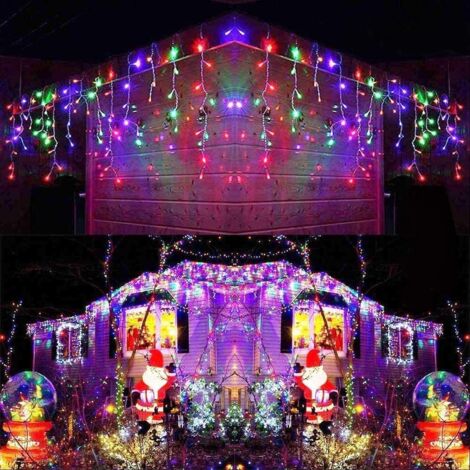 1200 Multicolour ICICLE LED Lights Clear Cable with 8 Effects Multifunction Auto Memory Indoor/Outdoor Christmas