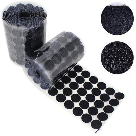 1200 pastilles auto-adhésives Velcro de 12 mm et 600 paires de points auto-adhésifs Velcro noirs