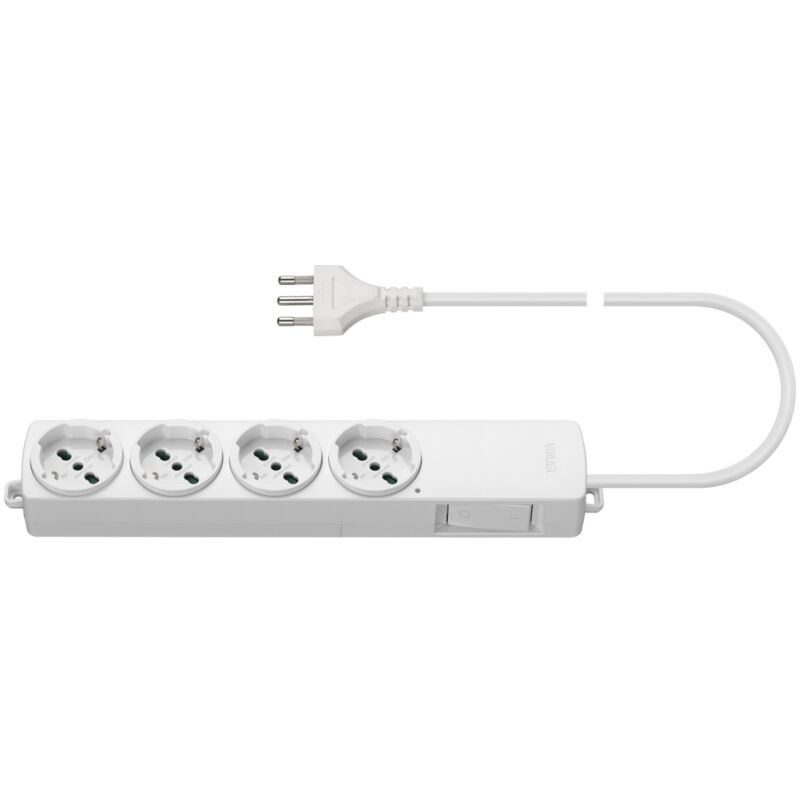 1200 prise multiple mobile universelle professionnelle à 4 prises 3680w couleur blanche avec cÂble de 2mt avec interrupteur bipolaire 01296.cc.b