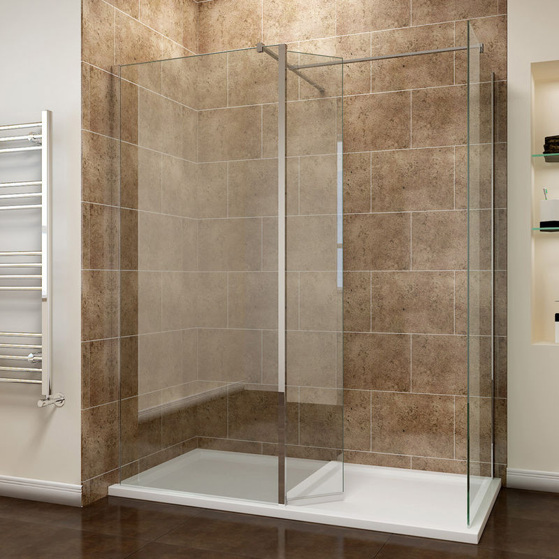 1200 X 800mm Walk In Shower Enclosures 8mm Easy Clean Glass Wetroom Shower Screen Panel With 300mm Return Panels And Shower Tray