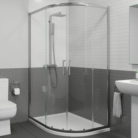 1200 x 900mm RH Offset Quadrant Shower Enclosure Framed 8mm Glass Tray Waste