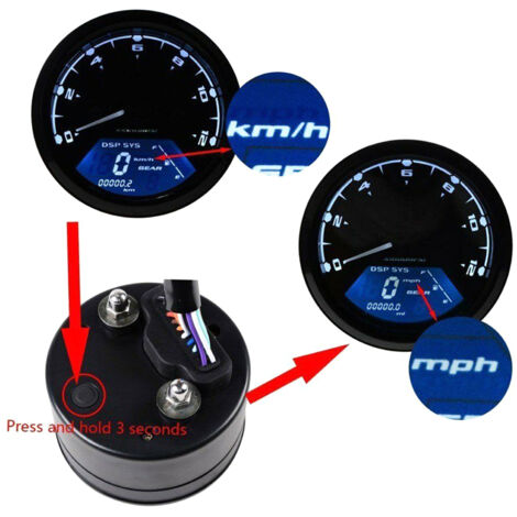 12000 tr/min 6 vitesses universel moto LCD numérique 199 km/h compteur de vitesse odomètre rétro-éclairage tachymètre jauge Instrument pour 2,4 cylindres