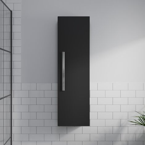 1200mm Tall Bathroom Tallboy Unit Wall Mounted Matt Black Painted