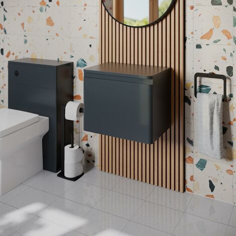 1200mm Tall Bathroom Wall Hung Cabinet Cupboard Soft Close Grey