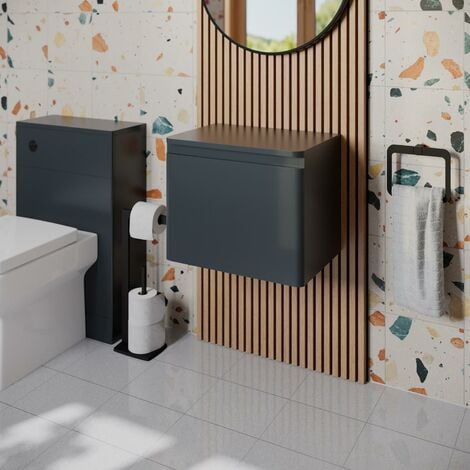 1200mm Tall Bathroom Wall Hung Cabinet Cupboard Soft Close Grey - Grey