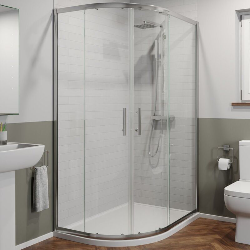 Luxura - 1200 x 900mm lh Offset Quadrant Shower Enclosure Framed 6mm Glass Tray & Waste