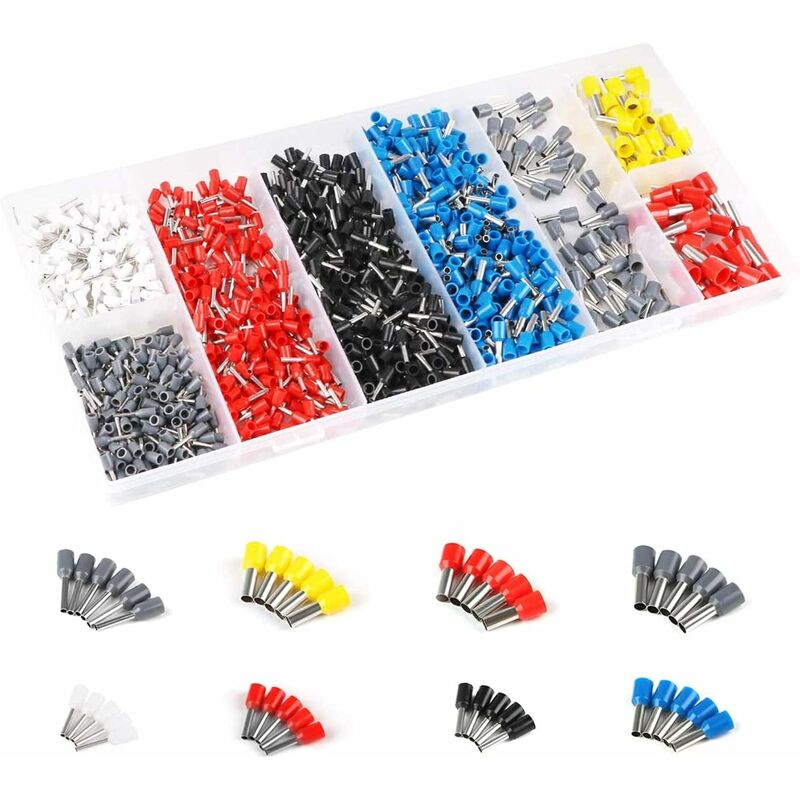 1200pcs Lug Crimp Ferrules Connector, Insulated Cord Pin End Large Assortment Ferrules with Box Portable - Gdrhvfd