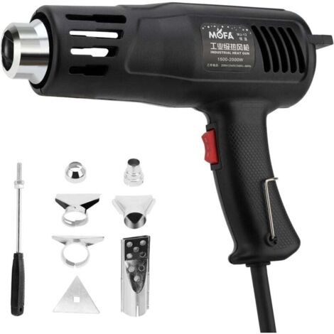 1200W Décapeur Thermique, 150℃ & 550℃ Réglages Double Température Pistolet Thermique avec 7 Buses, Protection de Surcharge, Manche Antidérapant, Idéal pour Retrait Thermiquement