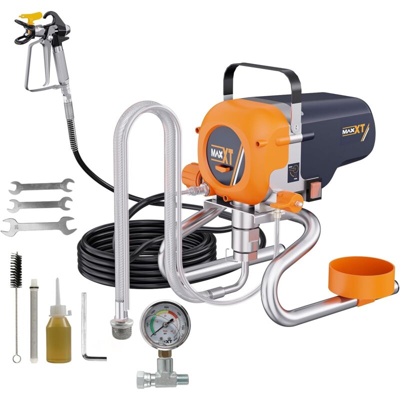 Maxxt - Pulvérisateur de Peinture sans air manomètre - Débit Max : 1,6 L/Min - Pression : 226 Bars - Convient aux peintures et lasures - Inclus :