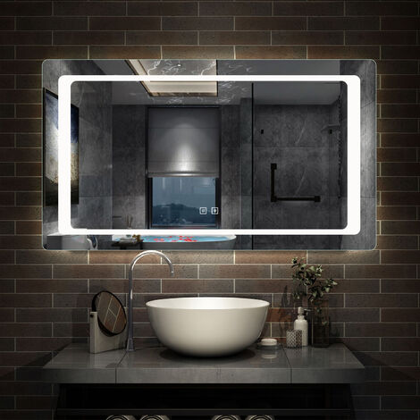 main image of "Steam free Bathroom Mirrors with LED Lights 3 Sensor Switches Optional Wall Mounted"