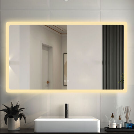 1200X700 Rectangular Bathroom Mirror with 3 Colours Dimmable LED Lights,Wall Mounted,IP44 + Double bond Bluetooth + Shaver socket + Demister + Blackout memory