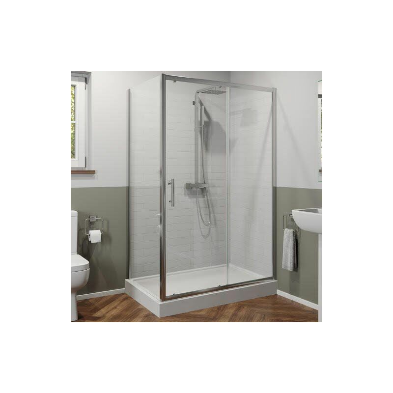 1200x900mm Framed Shower Enclosure Sliding Door Side Panel Easy Plumb Tray Waste