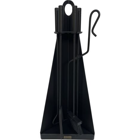 12019 Juego chimenea piramide 4 utiles negro