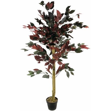 120cm (4ft) Artificial Dark Red Green Ficus Plant - Extra Large