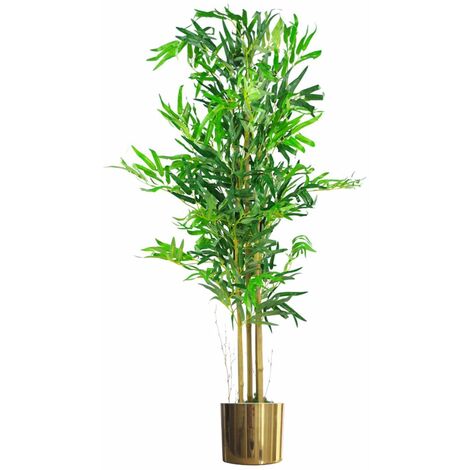 120cm (4ft) Natural Look Artificial Bamboo Plants Trees with Gold Metal Planter