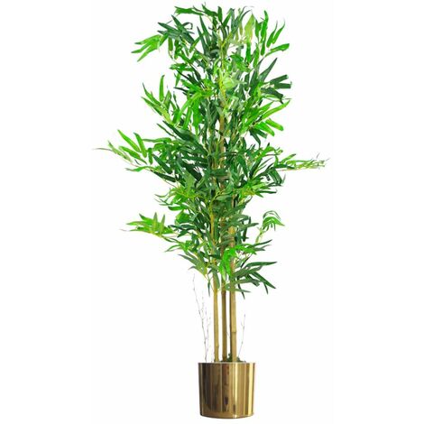 120cm (4ft) Realistic Artificial Bamboo Plants Trees with Gold Metal Planter