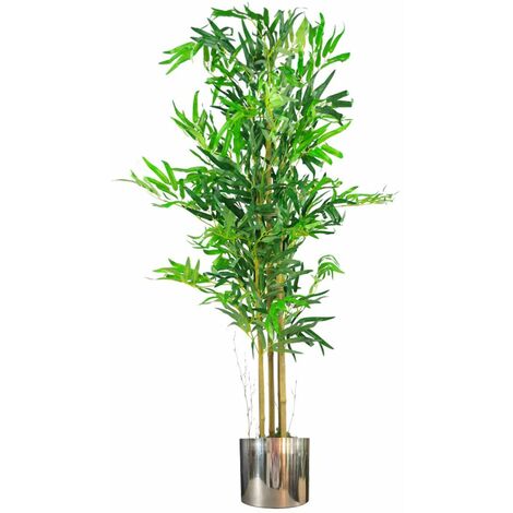 120cm (4ft) Realistic Artificial Bamboo Plants Trees with Silver Metal Planter