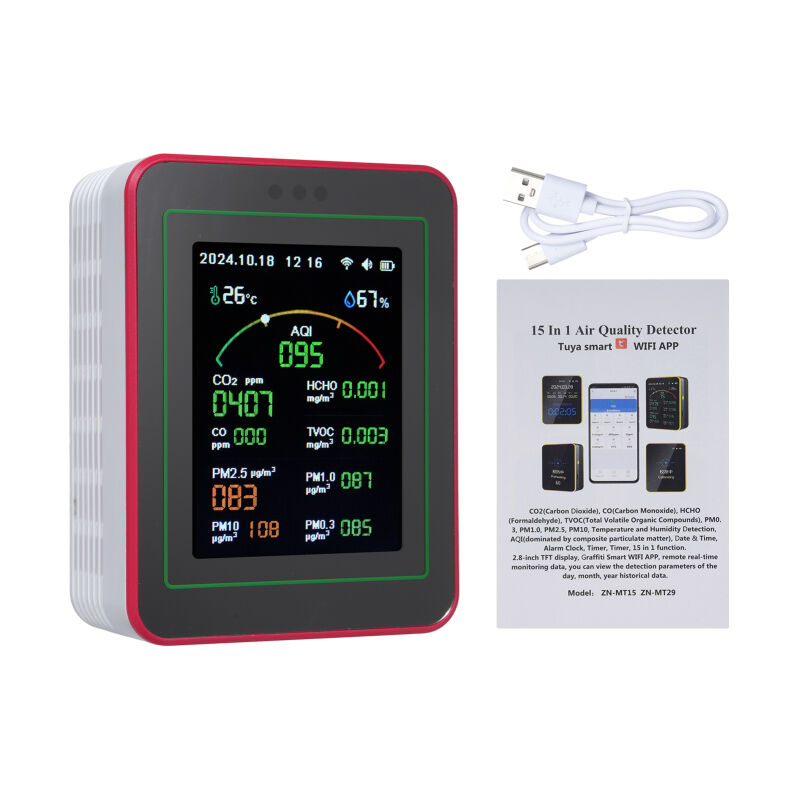 Moniteur de qualité de l'air 15 en 1, testeur intelligent de qualité de l'air avec
