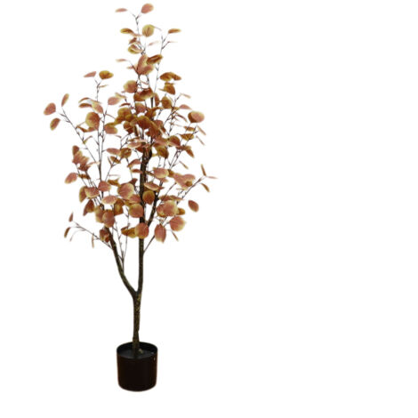120cm artificiel automne arbre d’eucalyptus, fausse plante en Pot, réaliste automne feuilles feuilles d’automne décorations pour intérieur extérieur maison Thanksgiving décor