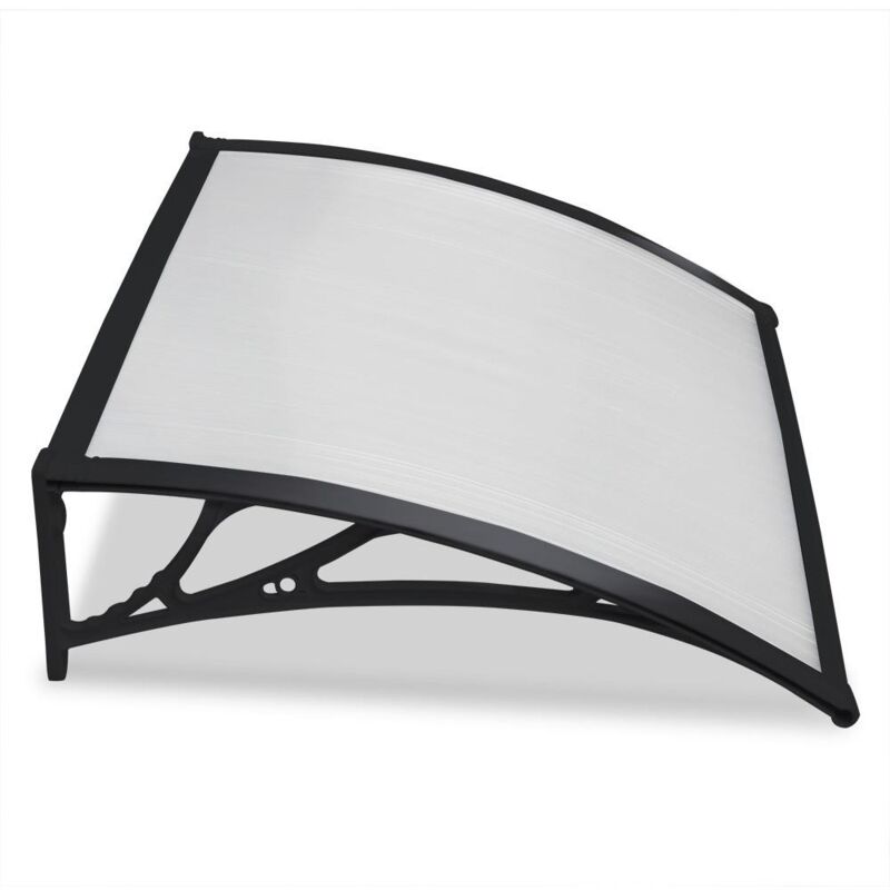 120cm Door Canopy Transparent Awning Shelter Front Back Porch Outdoor Shade Patio Roof - Black