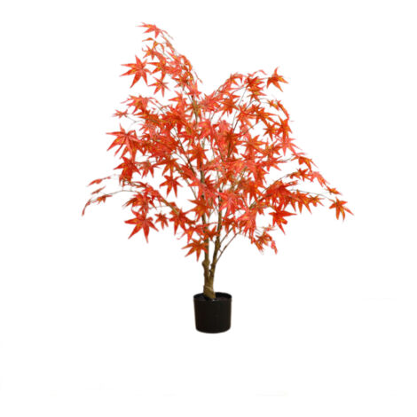 120cm d’automne arbre de chute artificiel en Pot en plastique Faux feuilles d’érable rouge érable en soie pour la fête d’automne décoration de la maison Thanksgiving Harvest